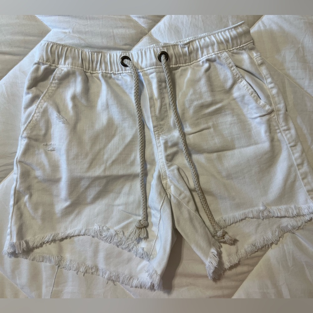 Aerie XS drawstring waist cutoff white denim shorts.
